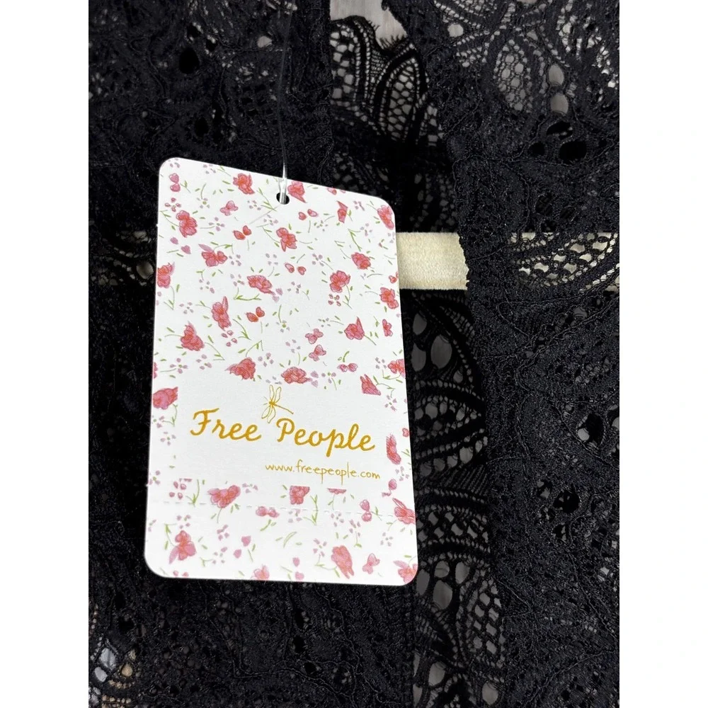 Free People Marsha Lace Mini Dress Women's‎ XS Black Floral Boho Romantic NWT